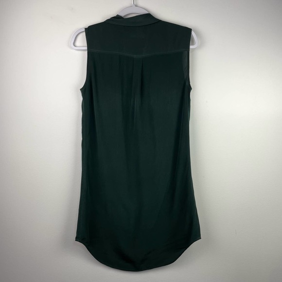 Equipment 100% Silk Dark Green Shirt Dress Size XS Button Front - Picture 5 of 6